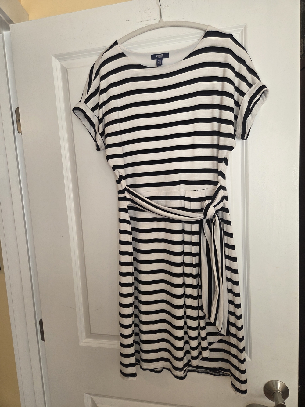 Chaps Womens Crewneck Knit Faux Wrap Dress Sz Small  Preloved